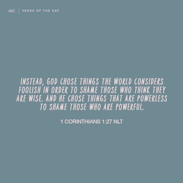 Instead, God chose things the world considers foolish in order to shame those who think they are wise. And He chose things that are powerless to shame those who are powerful.